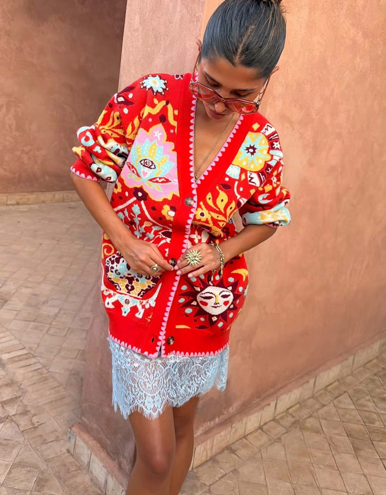 Tomato tapestry Martha cardigan