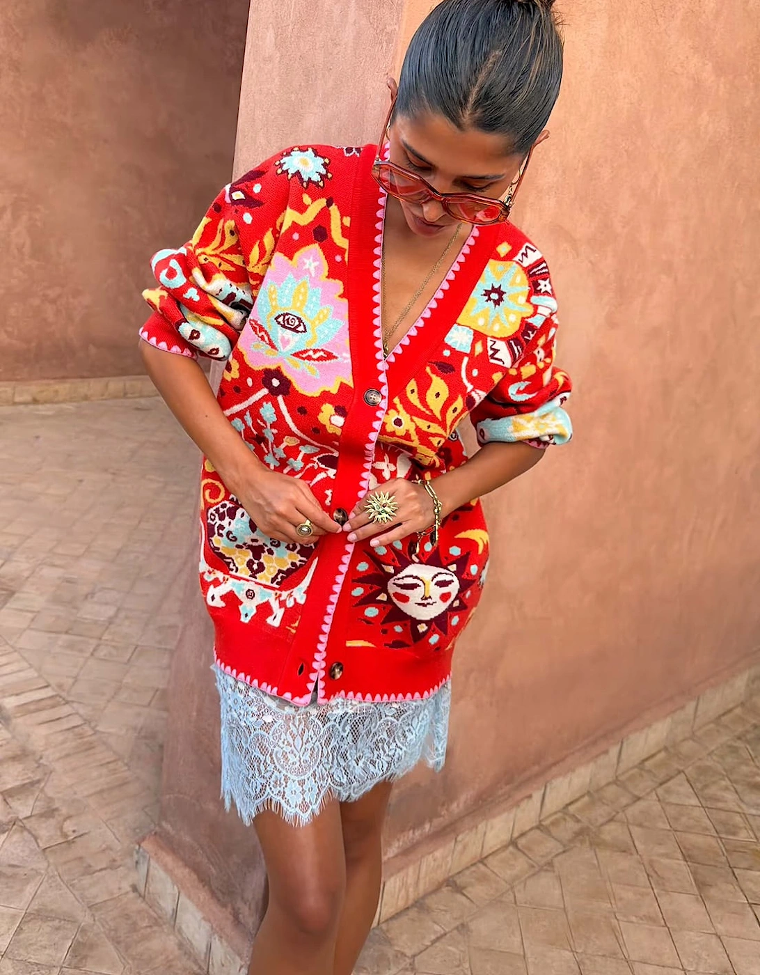 Tomato tapestry Martha cardigan