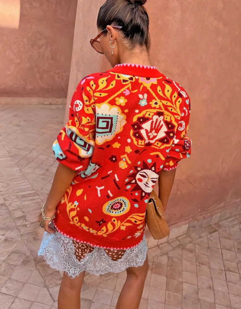 Tomato tapestry Martha cardigan