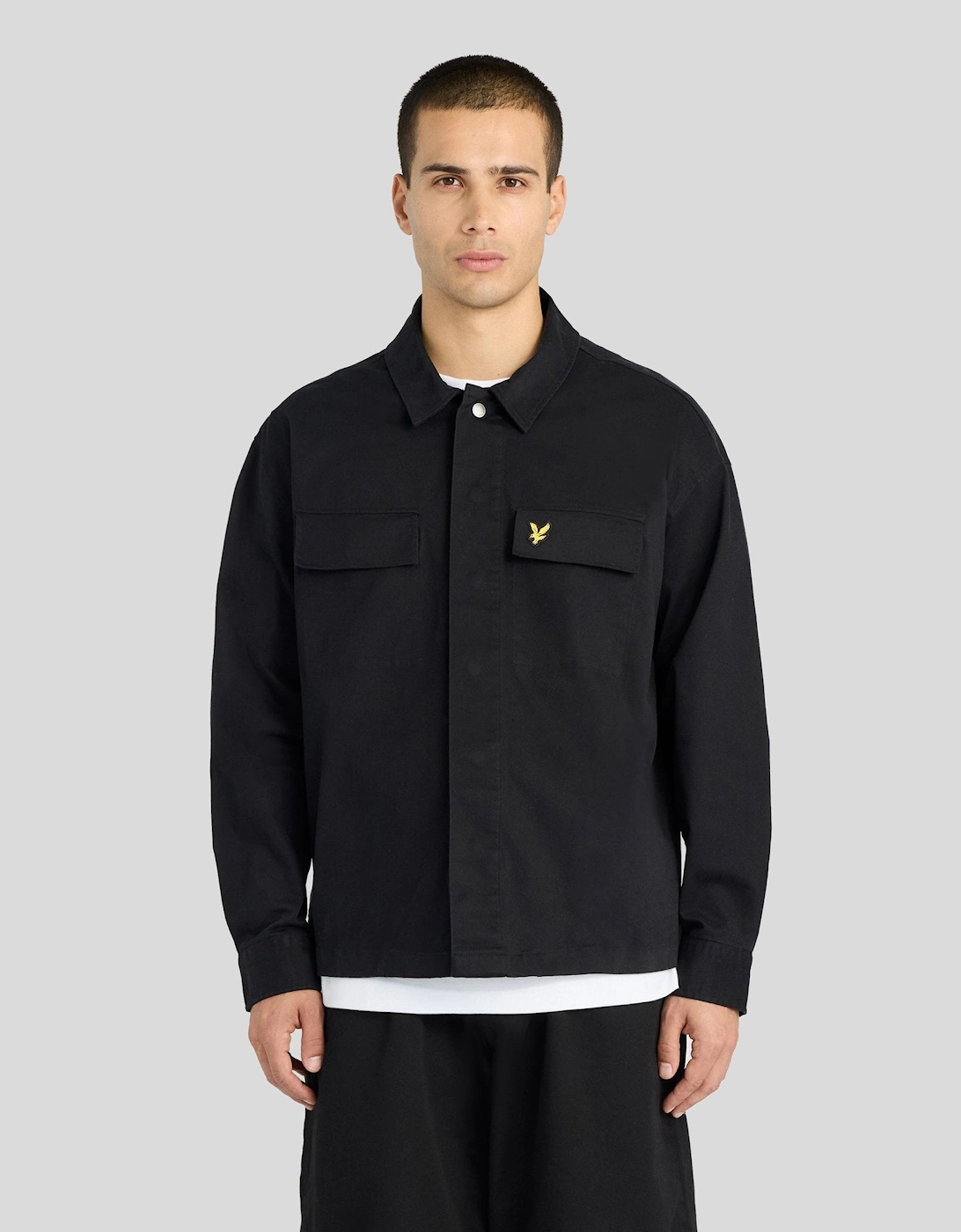 Lyle And Scott Men's Black Lightweight Washed Overshirt - Size Regular/36