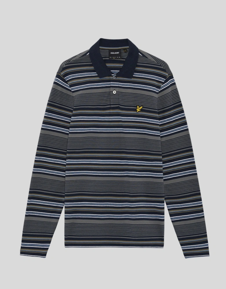 Multi Stripe Long Sleeve Polo Shirt