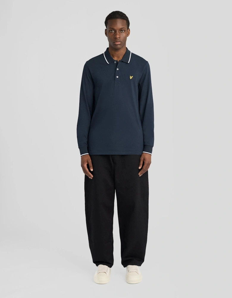 Tipped Long Sleeve Polo Shirt