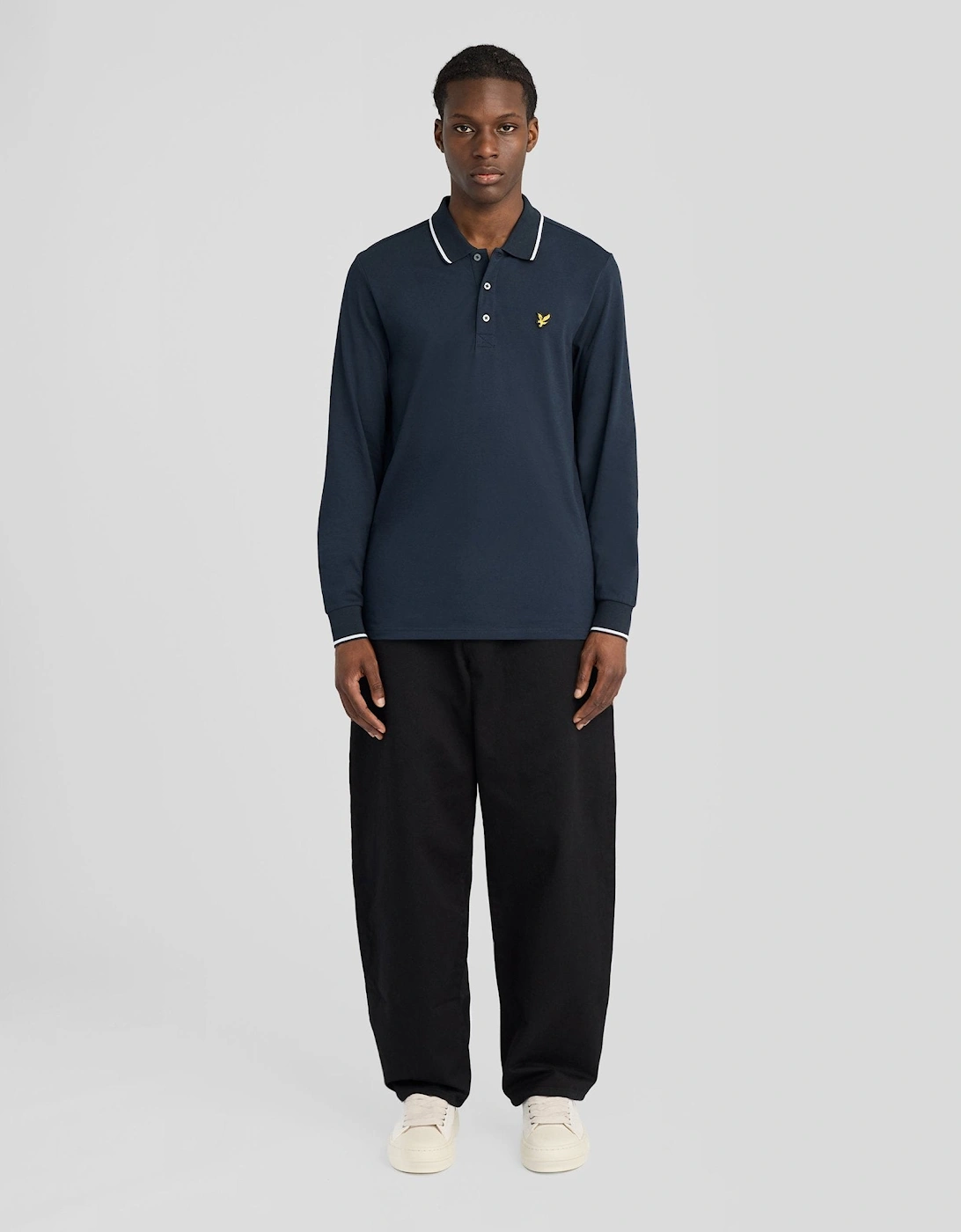 Tipped Long Sleeve Polo Shirt