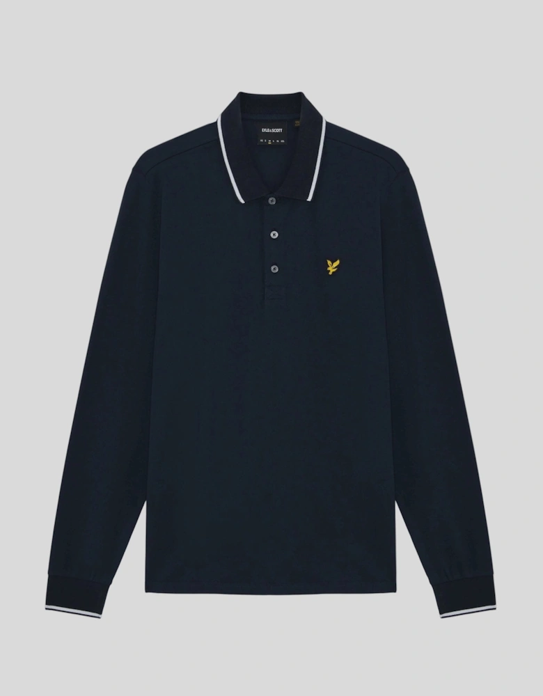 Tipped Long Sleeve Polo Shirt