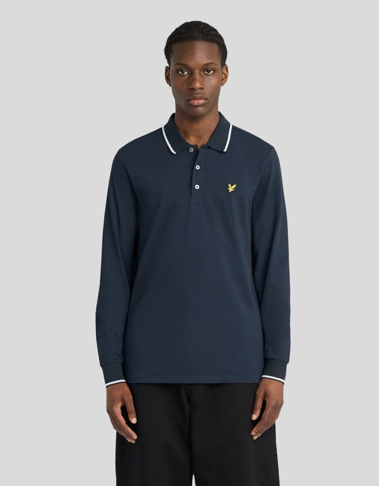 Tipped Long Sleeve Polo Shirt