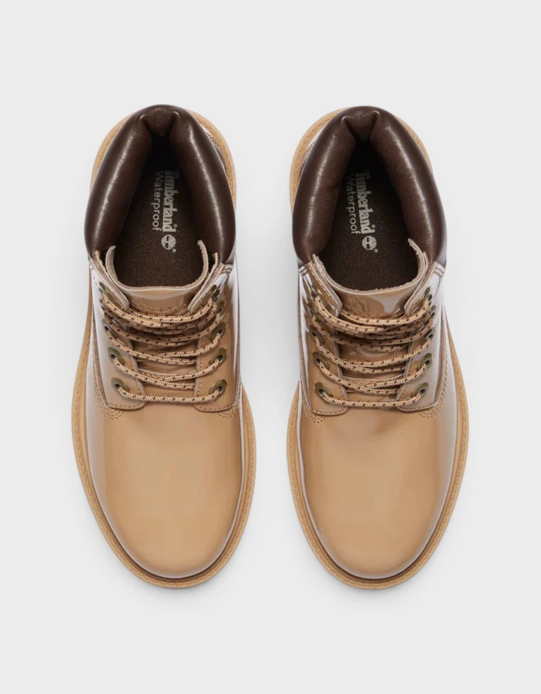 Premium 6 Inch Lace Waterproof Wheat Patent Leather