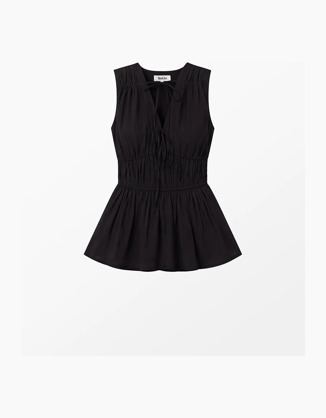 Black Cotton-Voile Tie Front Top