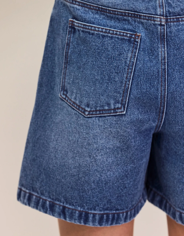 Blue Denim Drawstring Shorts