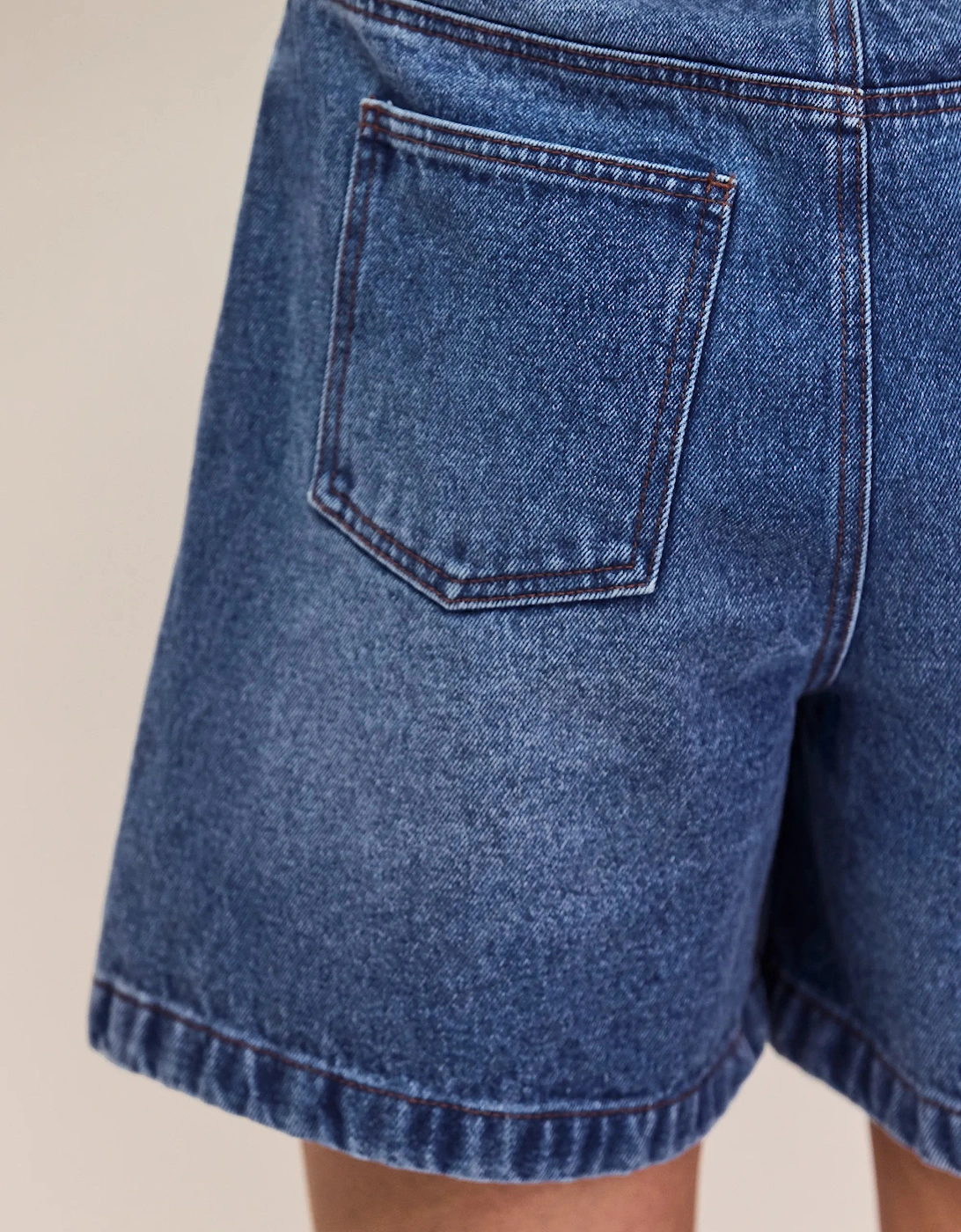 Blue Denim Drawstring Shorts