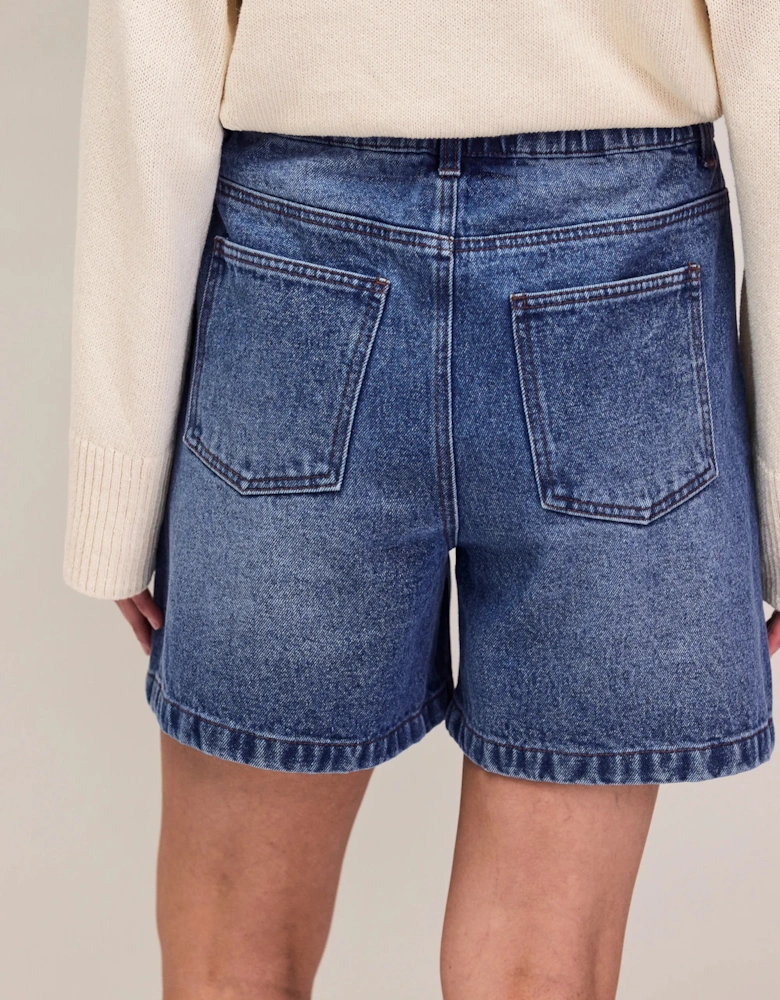 Blue Denim Drawstring Shorts