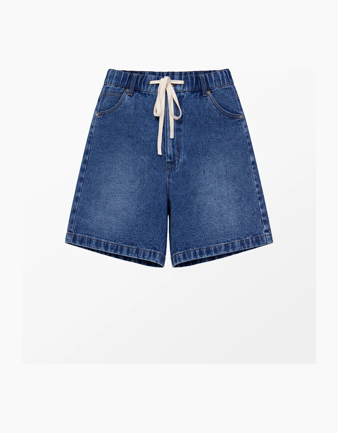 Blue Denim Drawstring Shorts