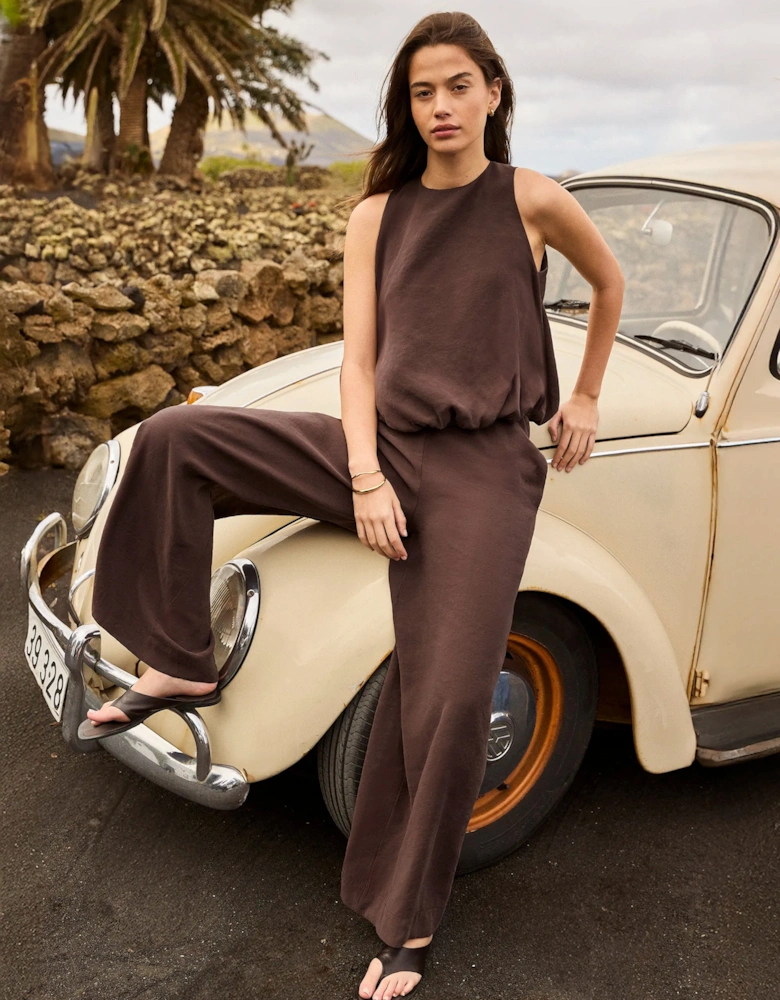 Petite Brown Modal Drawstring Trousers