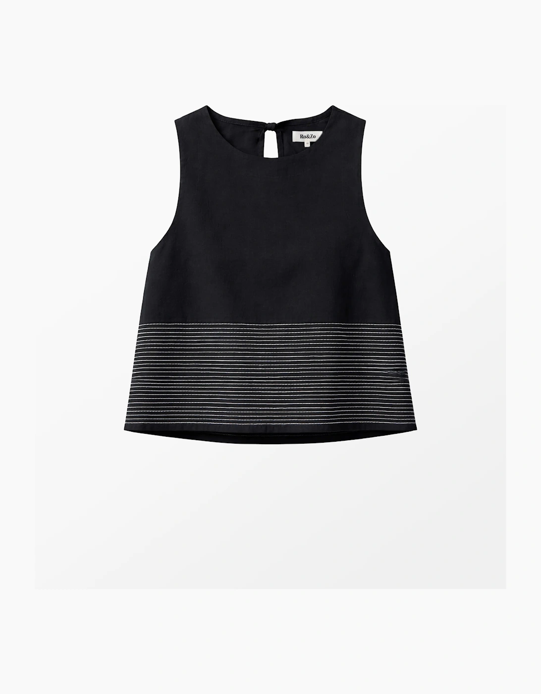 Black Cotton Contrast-Stitch Shell Top