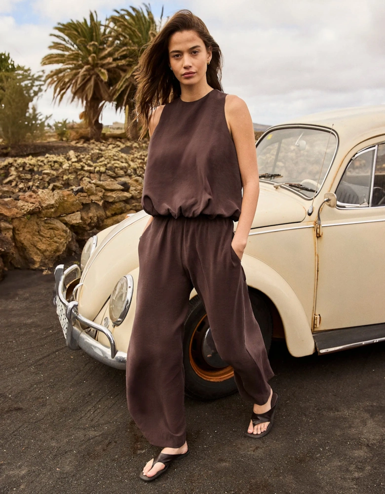 Petite Brown Modal Drawstring Trousers