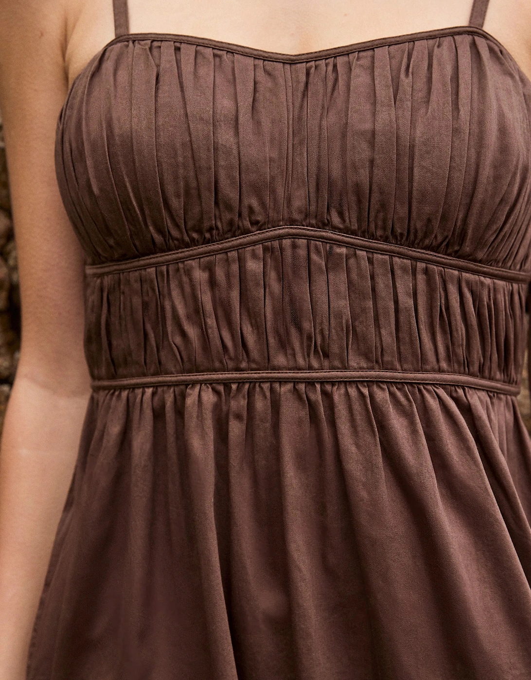 Chocolate Ruched Detail Midi Dress