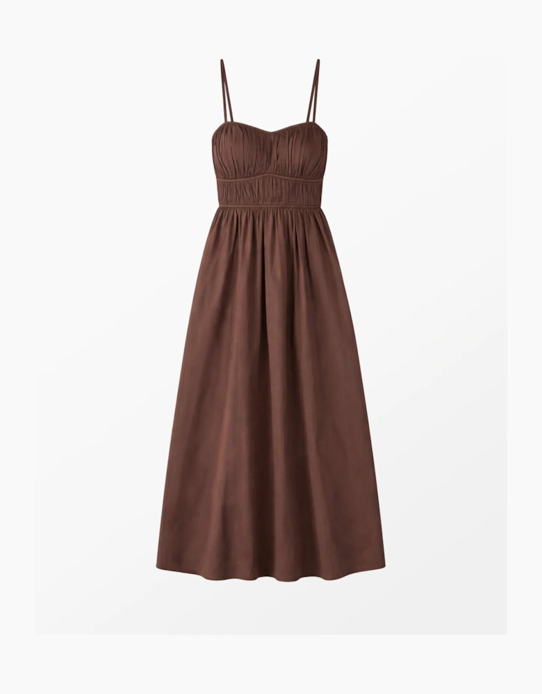 Chocolate Ruched Detail Midi Dress
