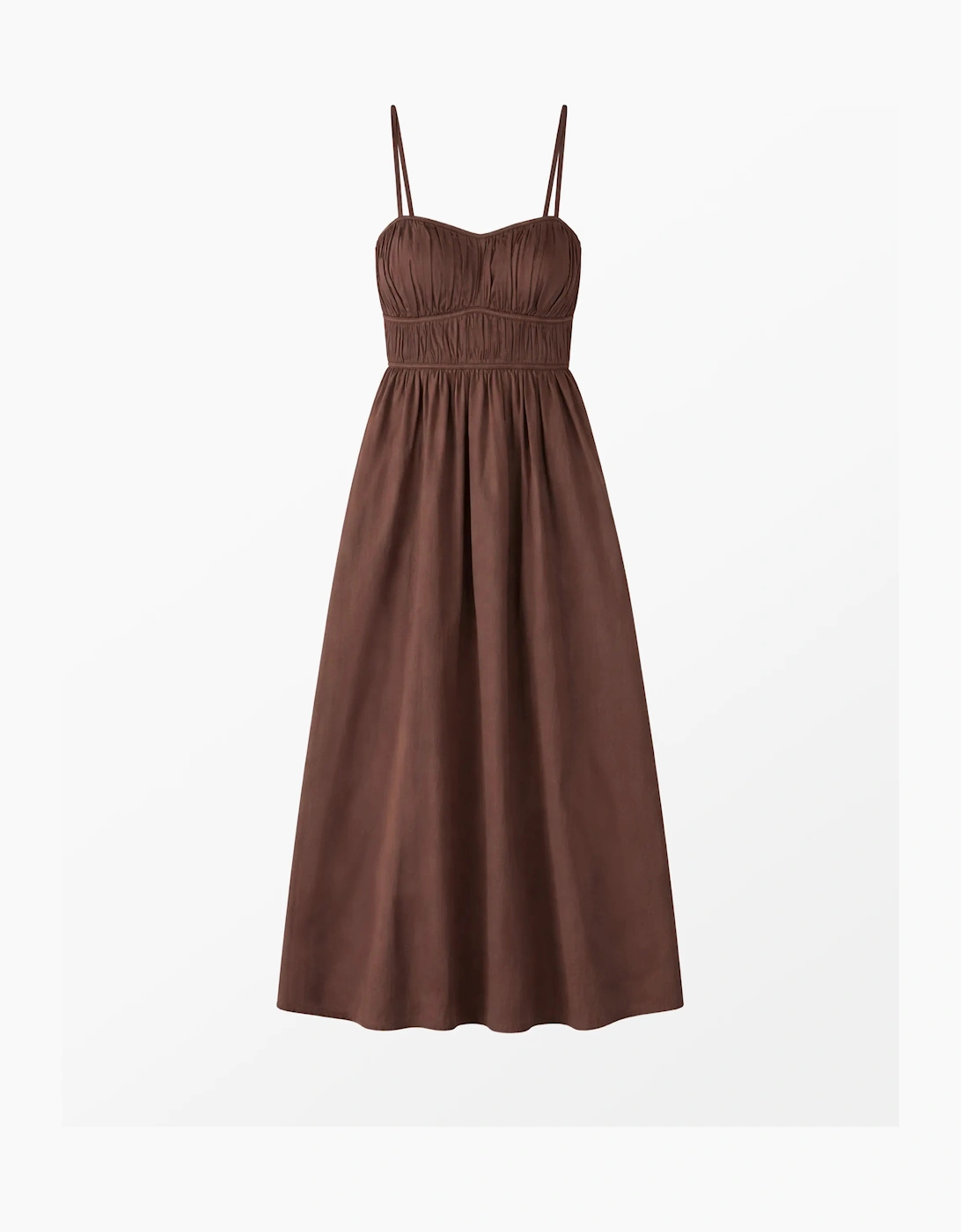 Chocolate Ruched Detail Midi Dress