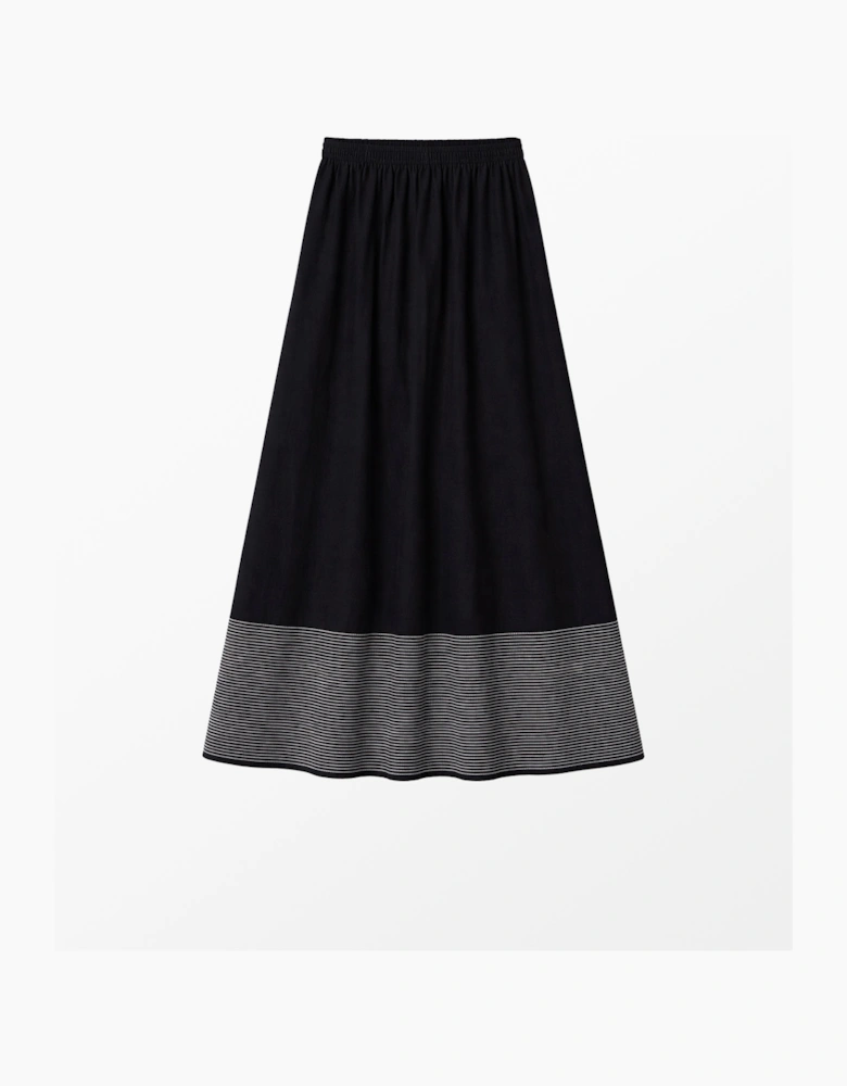 Petite Black Contrast Stitch Maxi Skirt