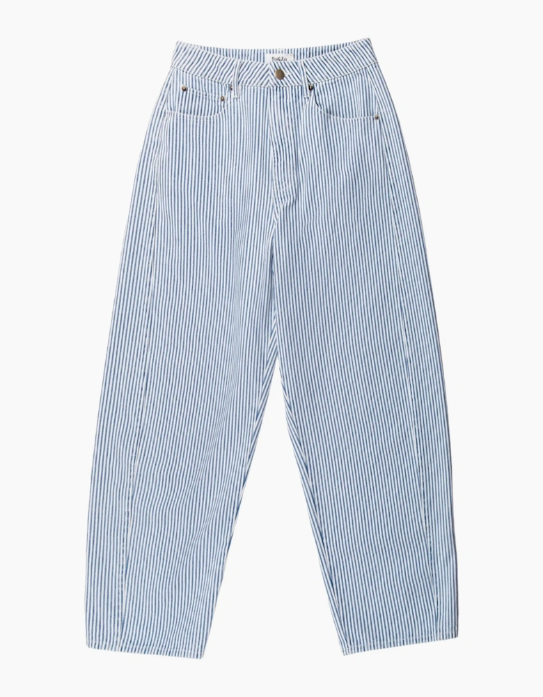 Blue Stripe Barrel Leg Jeans