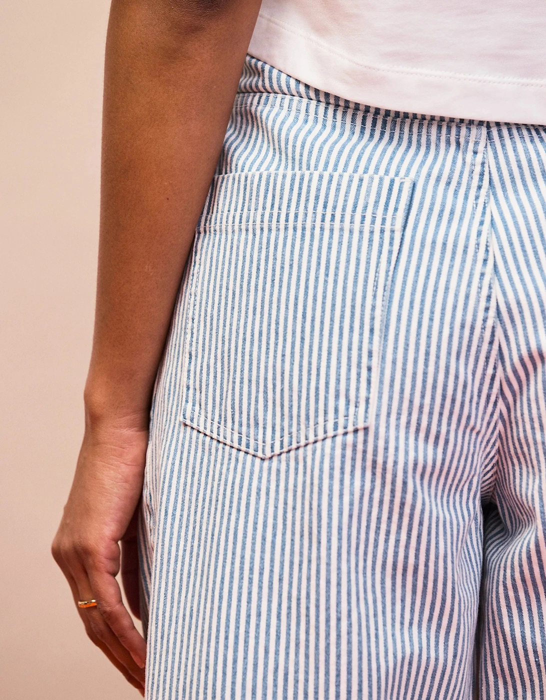 Blue Stripe Barrel Leg Jeans