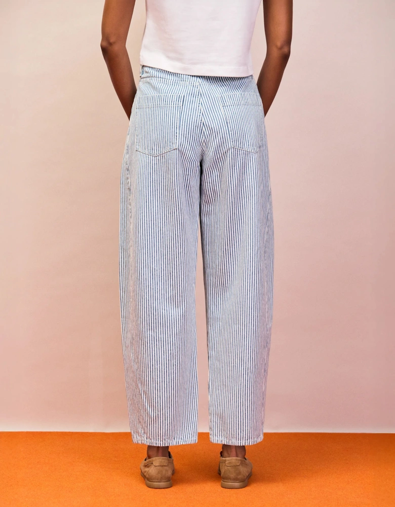 Blue Stripe Barrel Leg Jeans