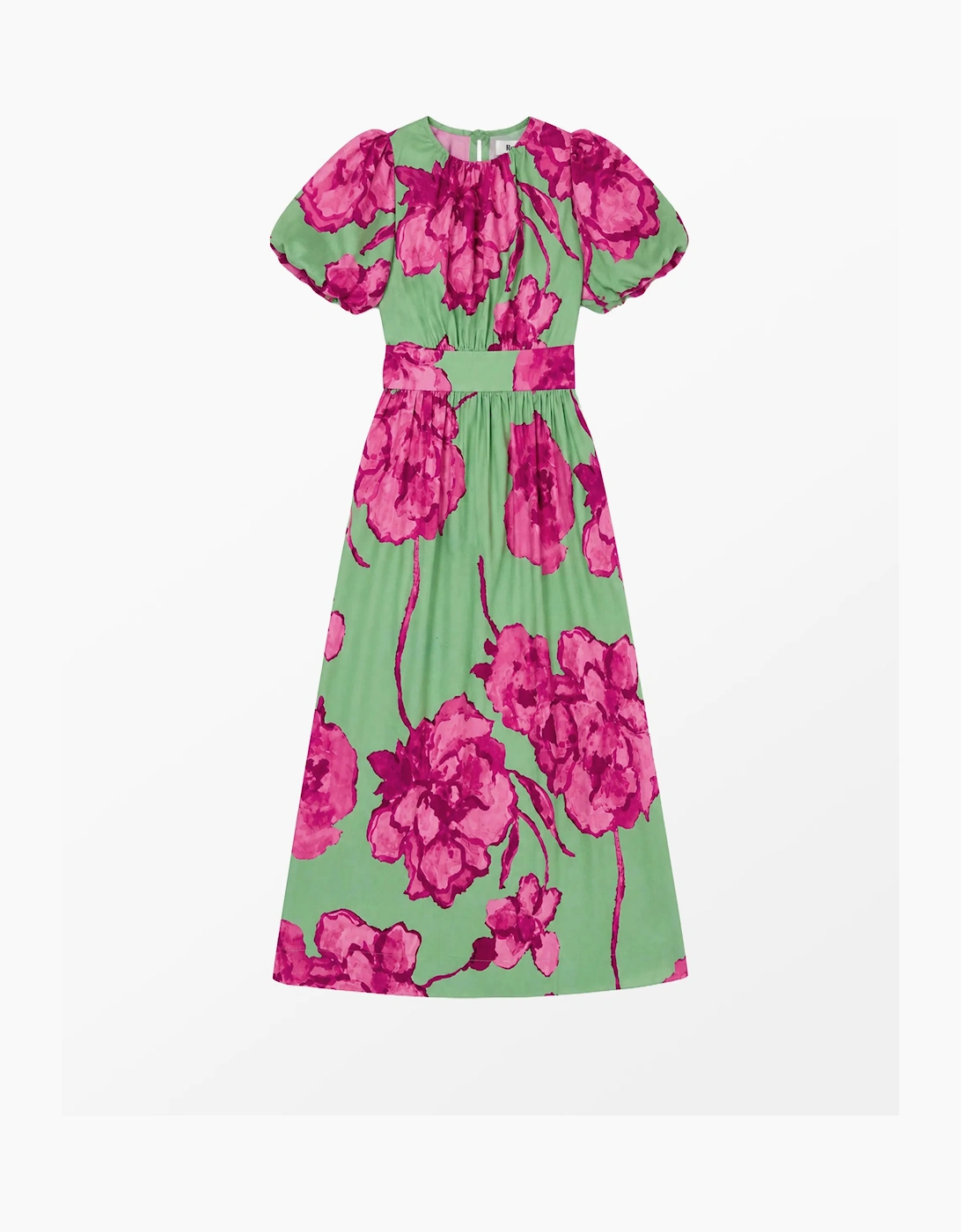 Petite Seraphina Pink And Green Floral Puff Sleeve Dress, 7 of 6