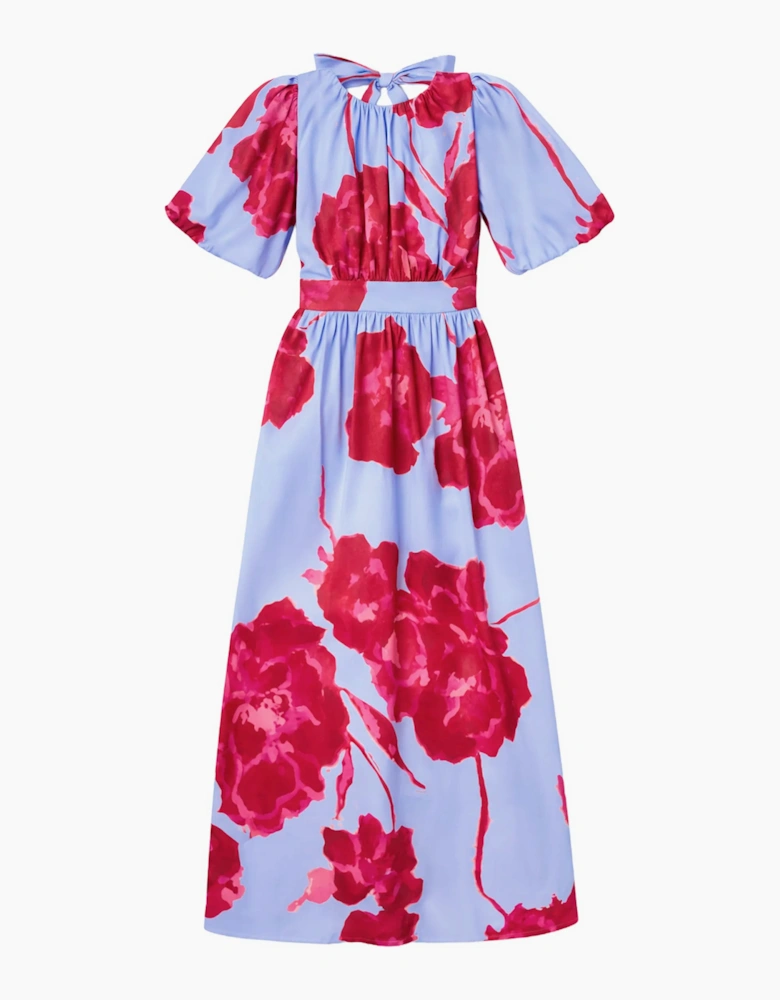 Petite Seraphina Pink And Blue Floral Puff Sleeve Dress