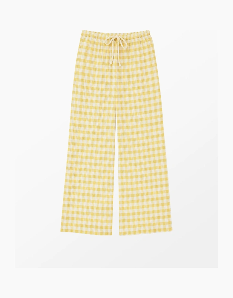 Petite Lemon-Yellow Check Cheesecloth Trousers