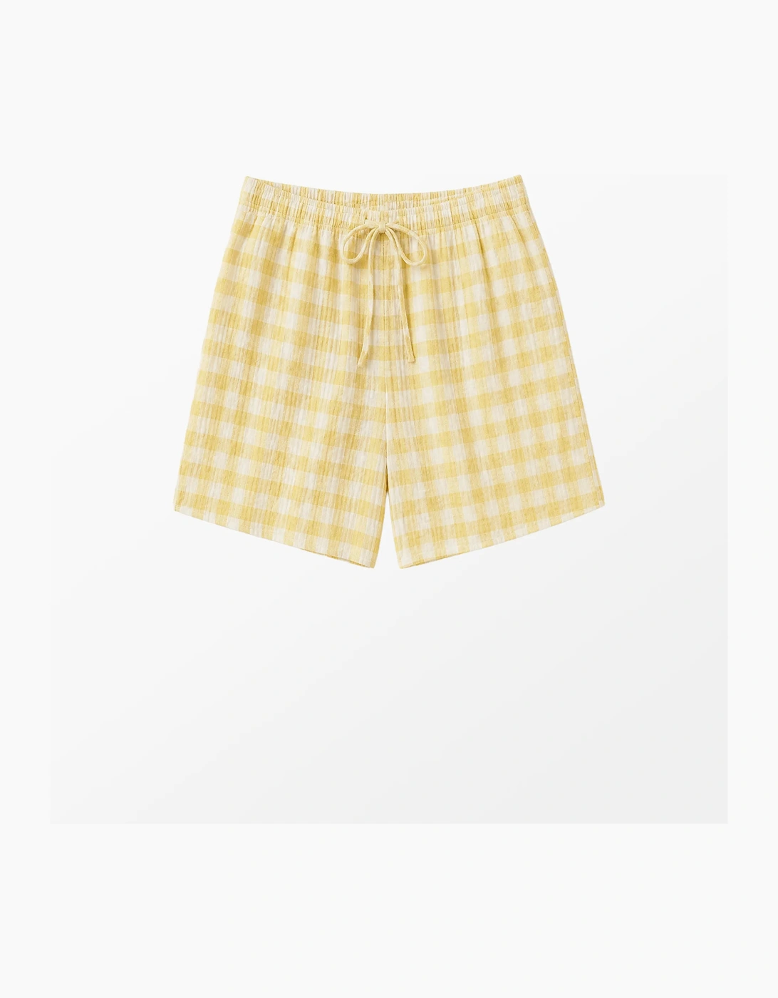Lemon-Yellow Cheesecloth Check Shorts