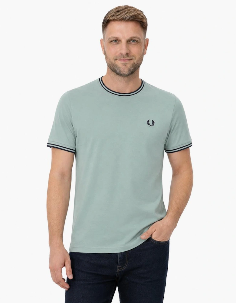 Fred Perry Twin Tipped T-Shirt Silver Blue/Dark Airforce/Dark Airforce