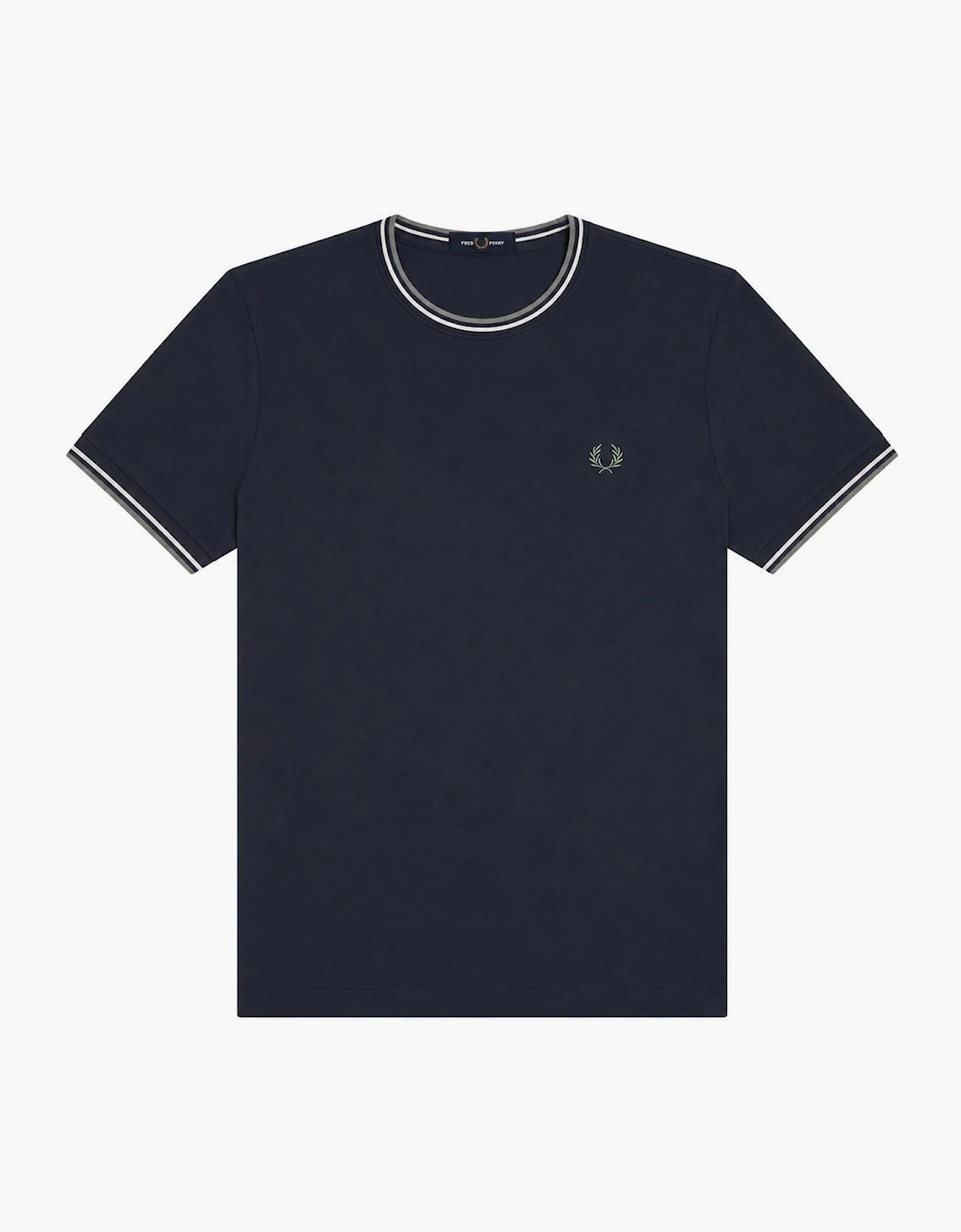 Fred Perry Twin Tipped T-Shirt Dark Airforce/Ecru/Seagrass, 4 of 3