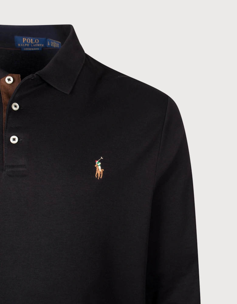 Custom Slim Fit Long Sleeve Soft Cotton Polo Shirt