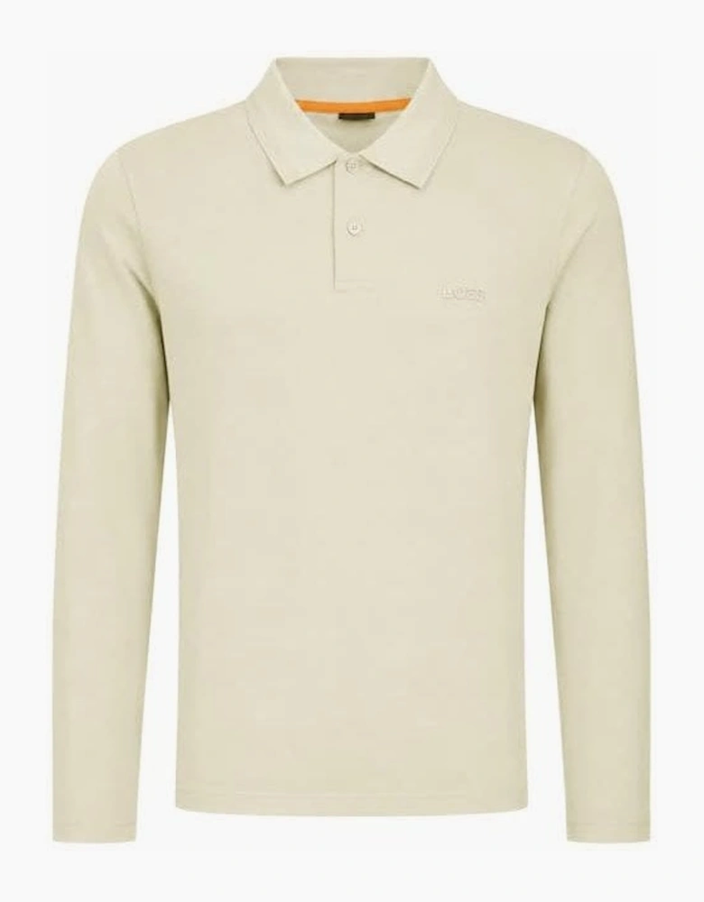Hugo Boss Men's Beige Interlock Long Sleeved Polo Shirt