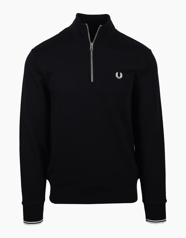 Fred Perry Half Zip Sweatshirt Black/White