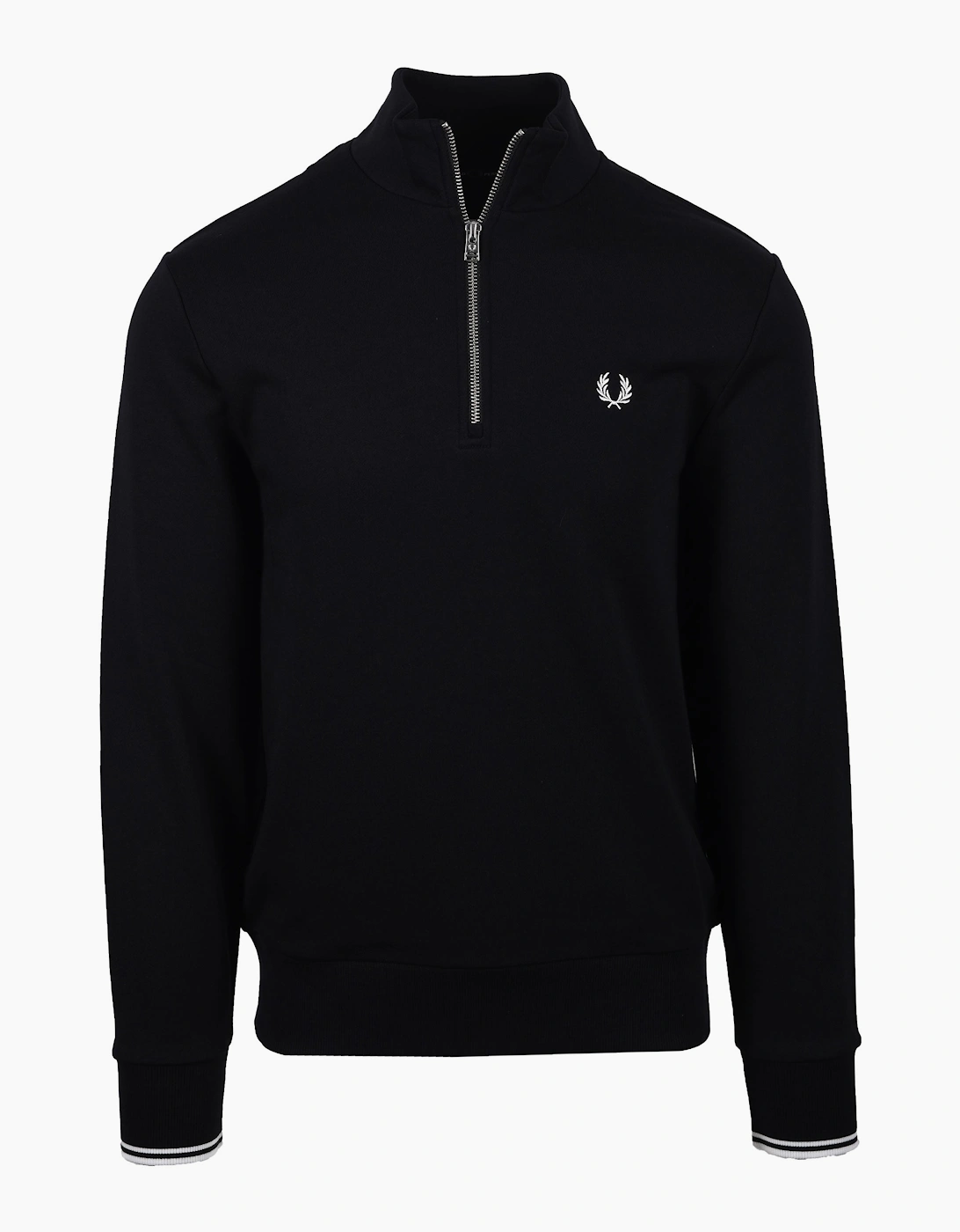 Fred Perry Half Zip Sweatshirt Black/White, 5 of 4