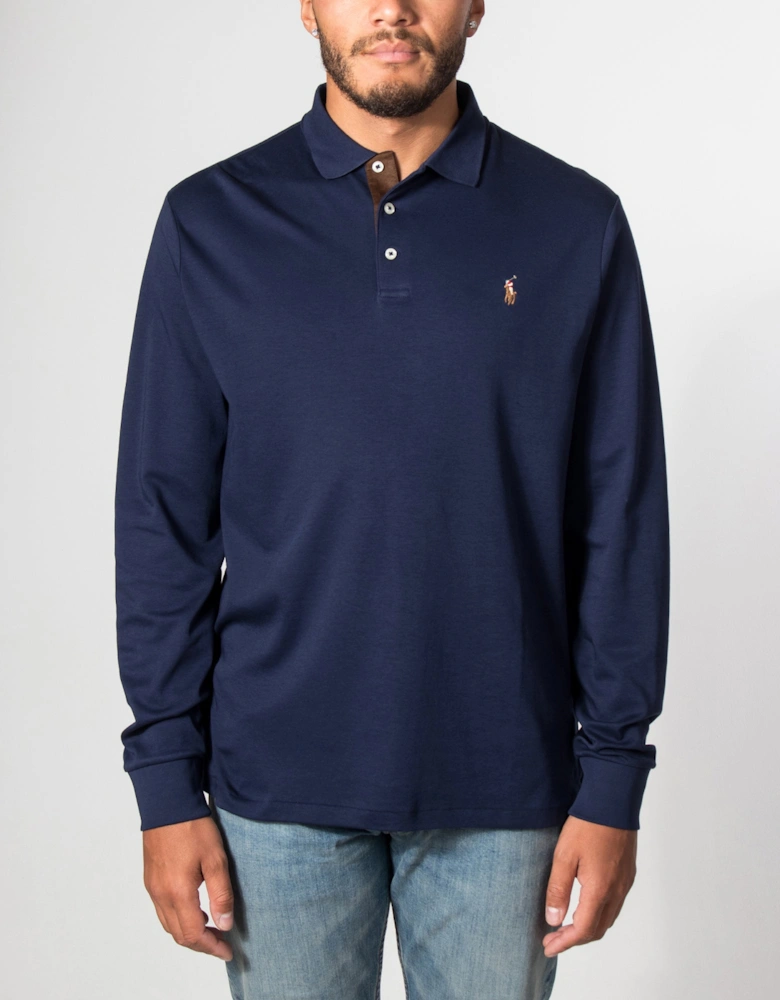 Custom Slim Fit Long Sleeve Soft Cotton Polo Shirt