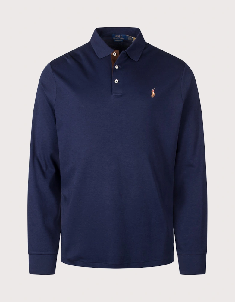 Custom Slim Fit Long Sleeve Soft Cotton Polo Shirt