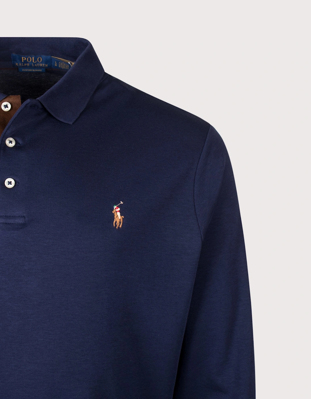 Custom Slim Fit Long Sleeve Soft Cotton Polo Shirt