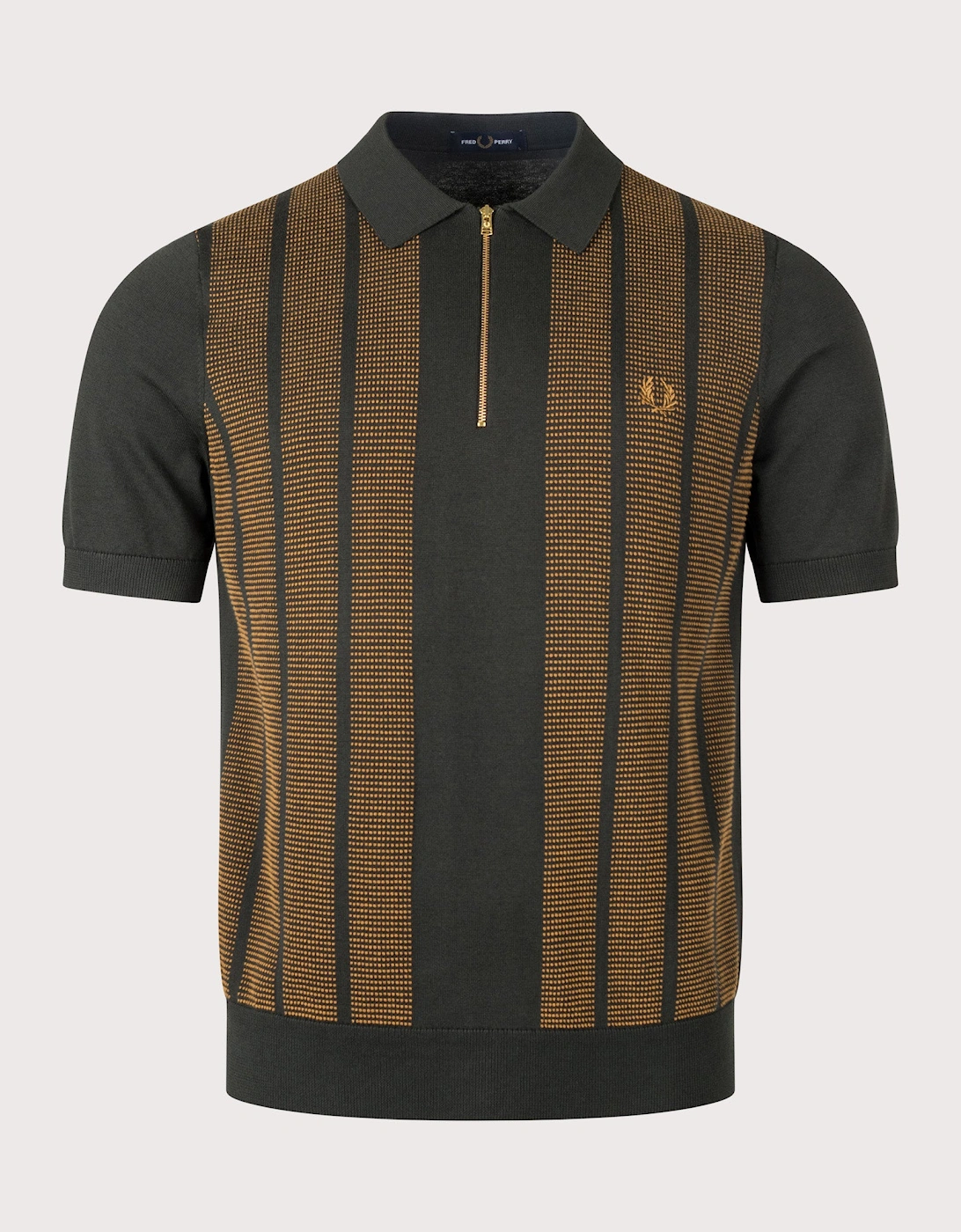 Regular Fit Textured Panel Zip Neck Knitted Polo Shirt, 4 of 3