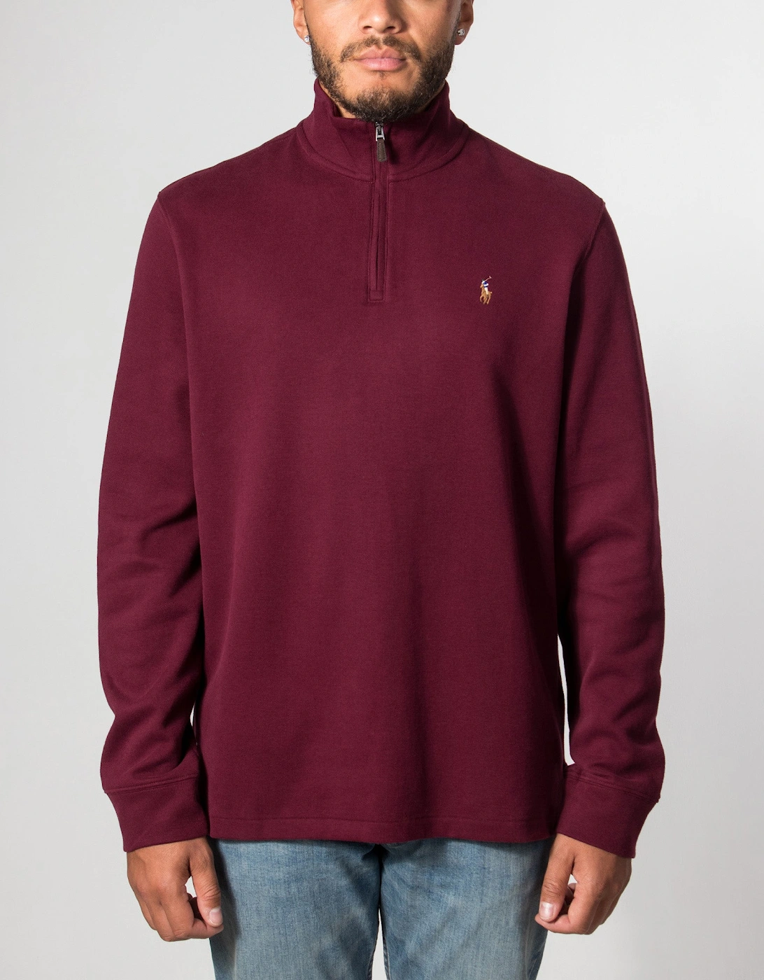 Loose Fit Estate-Rib Quarter Zip Knit Jumper