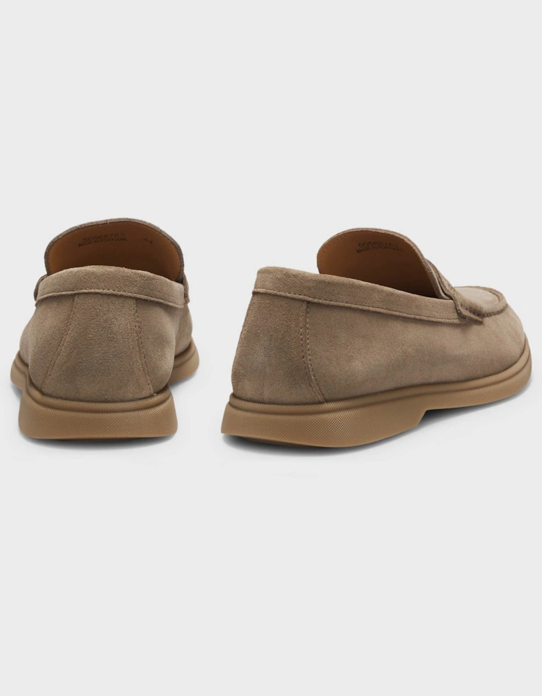 BOSS Orange Sienne Suede Loafers with Logo Penny Trim - Medium Beige 260