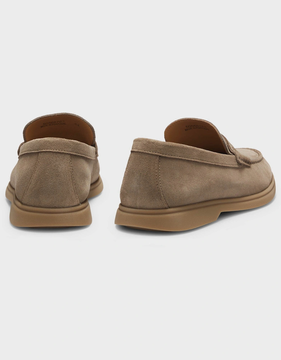 BOSS Orange Sienne Suede Loafers with Logo Penny Trim - Medium Beige 260