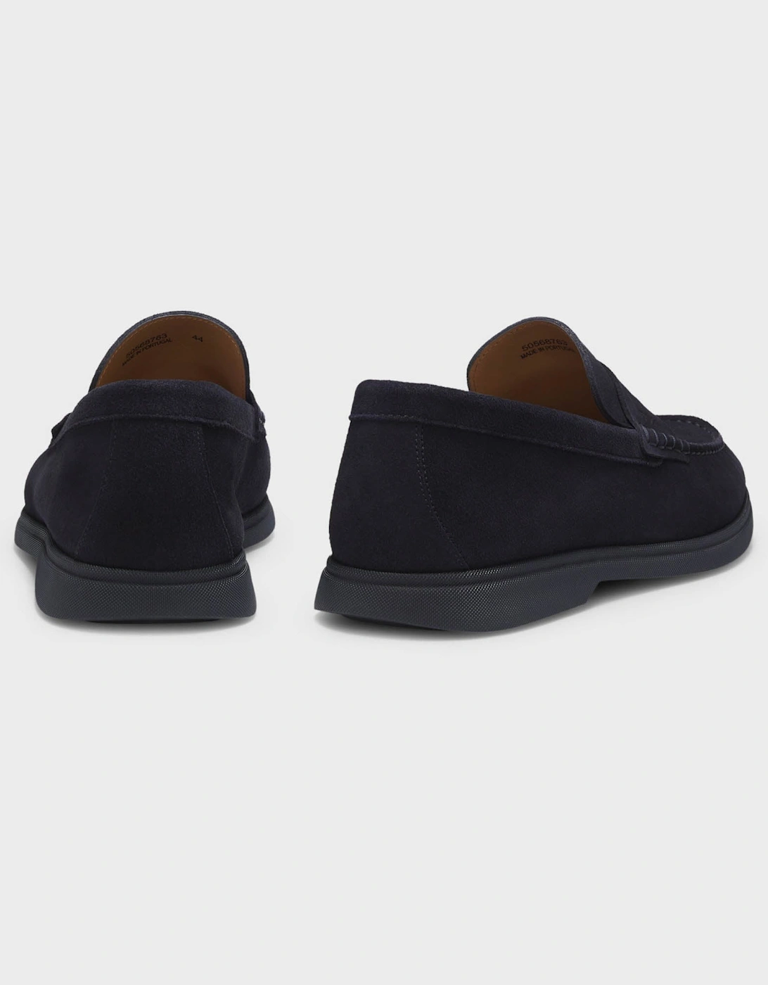 BOSS Orange Sienne Suede Loafers with Logo Penny Trim - Dark Blue 401