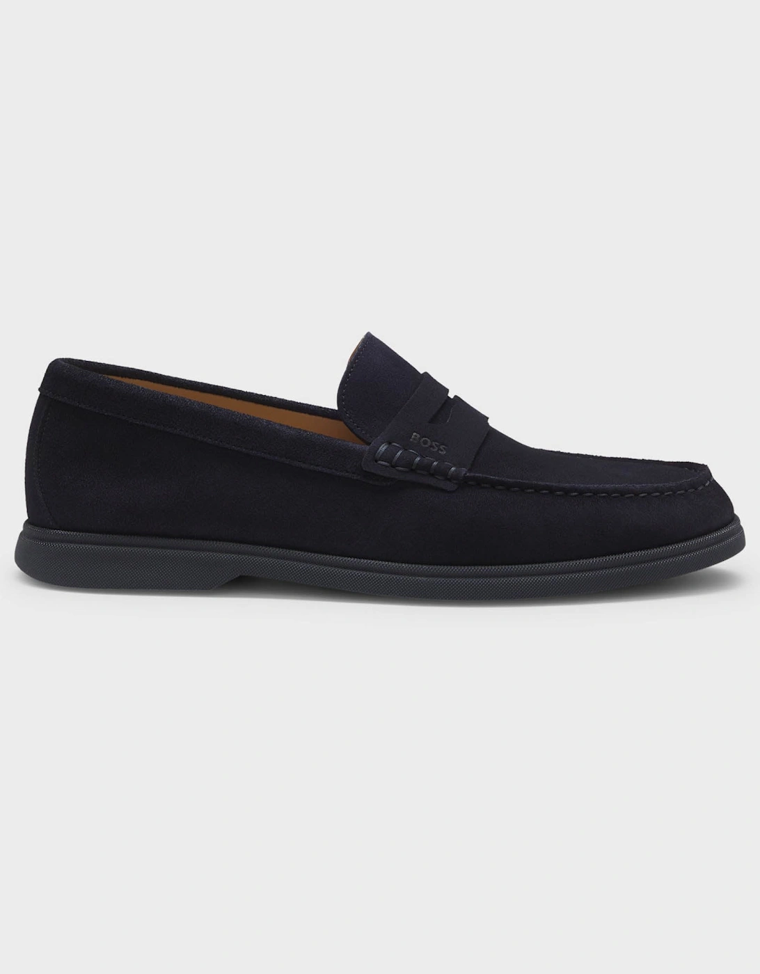 BOSS Orange Sienne Suede Loafers with Logo Penny Trim - Dark Blue 401