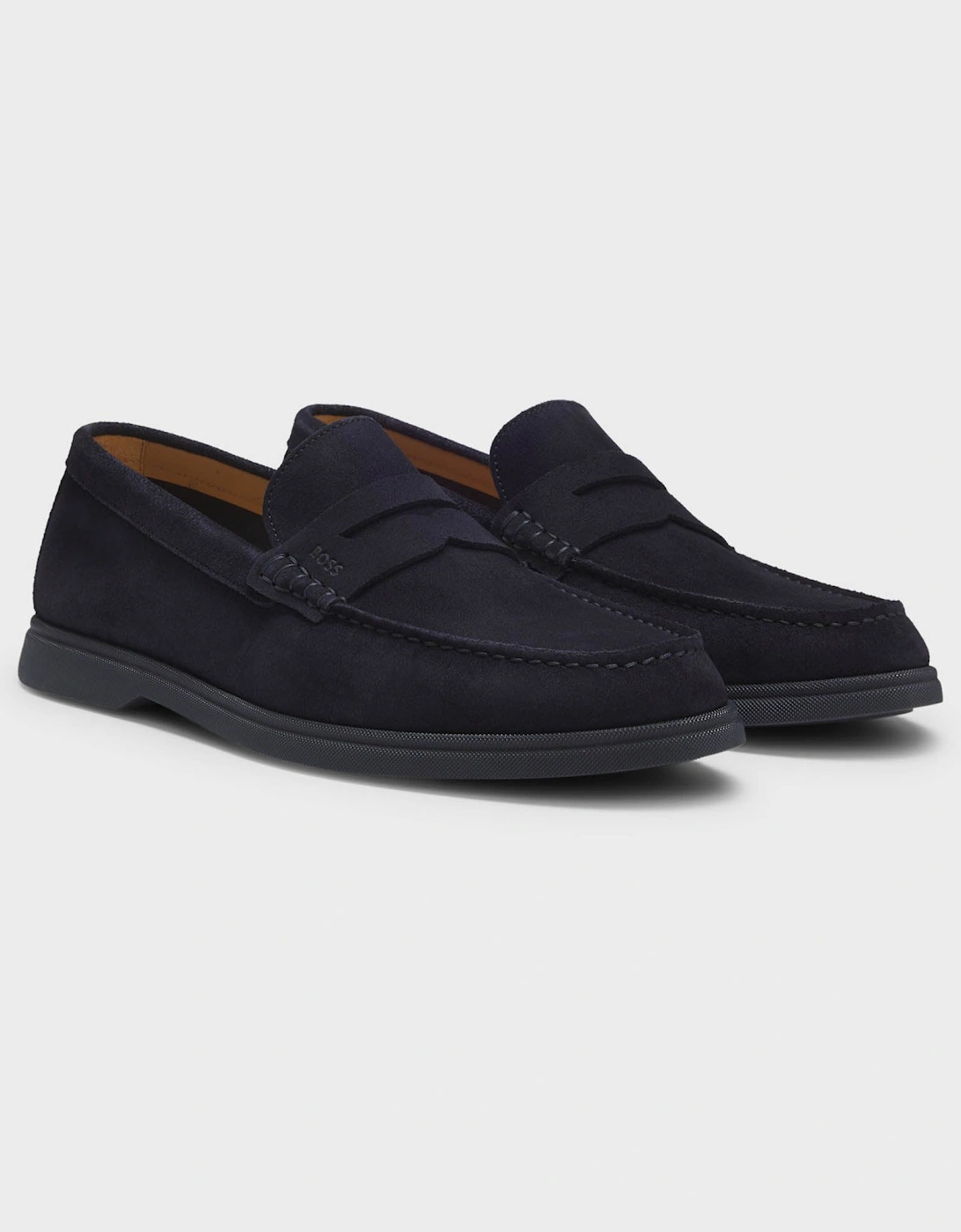 BOSS Orange Sienne Suede Loafers with Logo Penny Trim - Dark Blue 401, 5 of 4