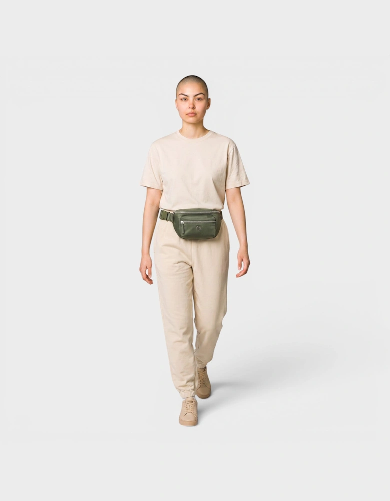 Nylon Mixed Materials Belt Bag Green Khaki
