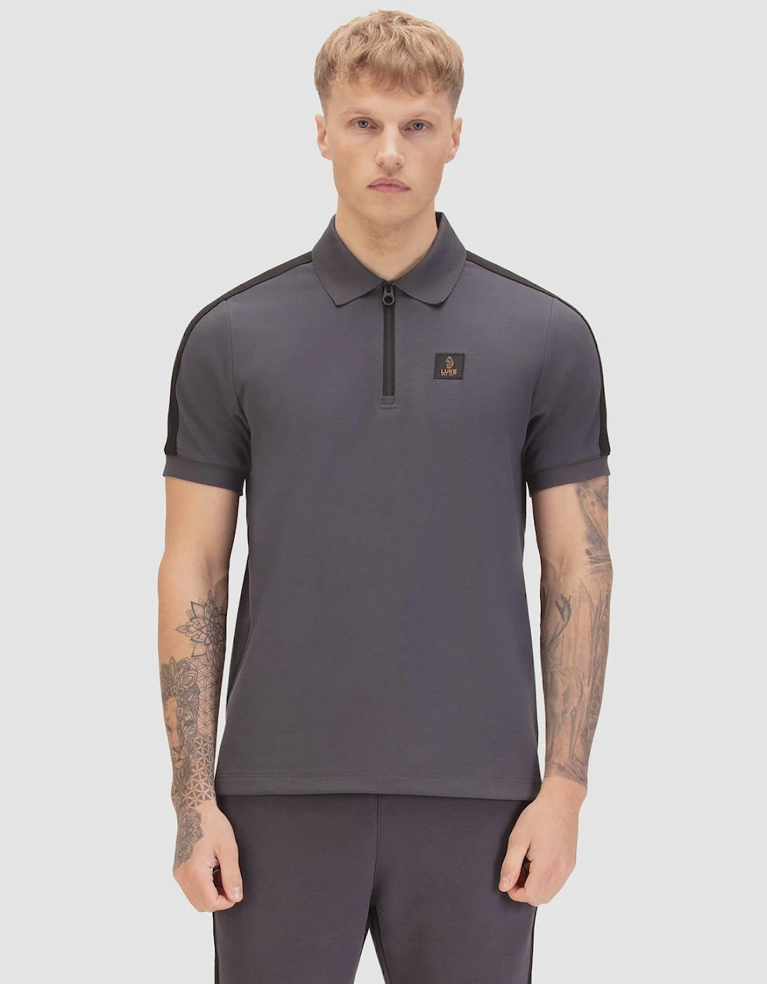 Luke1977 Caltech 1000 Zip Polo Shirt - Charcoal