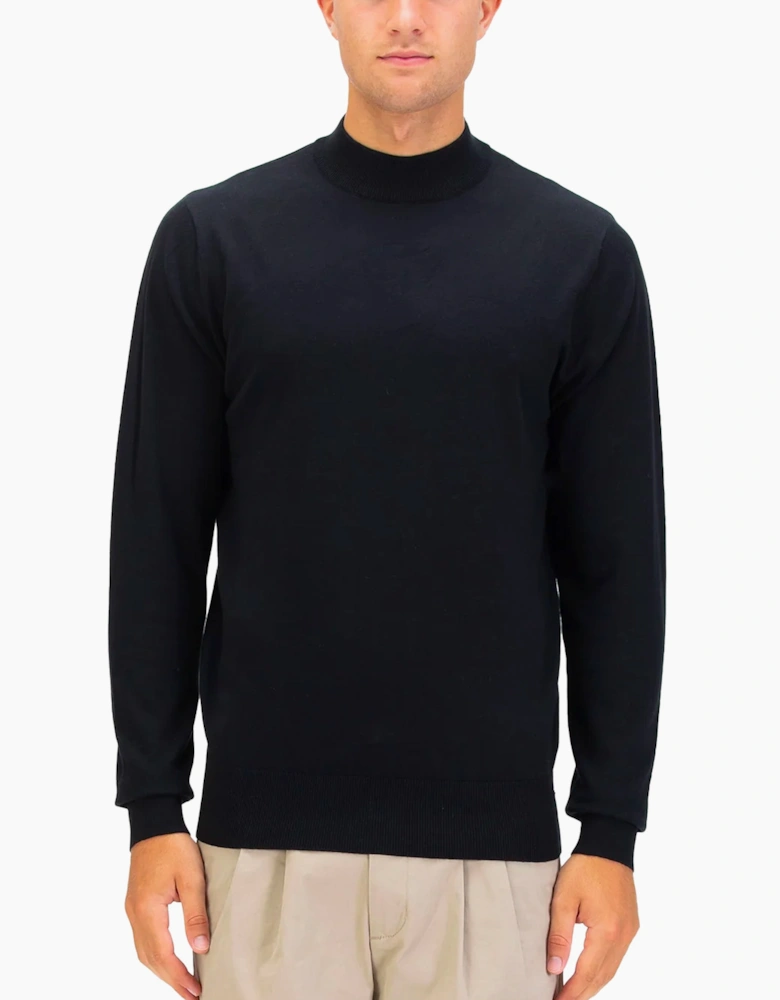 Luke 1977 Jenson 1000 Rib Neck Knitted Jumper - Black