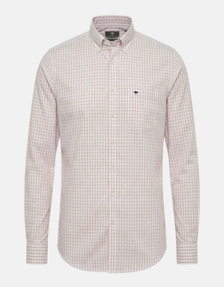 Cotton Oxford Check Button Down Shirt Magnolia