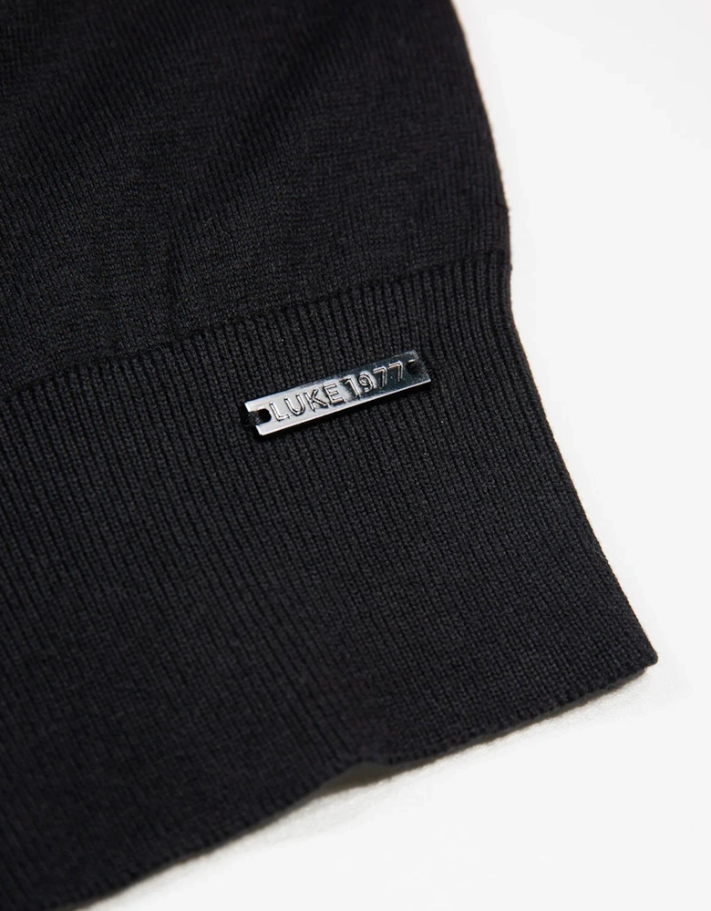 Luke 1977 Jenson 1000 Rib Neck Knitted Jumper - Black